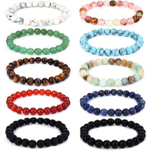 10 Pcs 6-8mm Naturelle Bracelet Perles pour Femmes Hommes Pierre Co... on Productcaster.