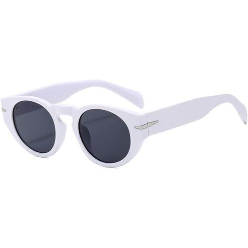 Gris Blanc Lunettes de soleil ovales rétro pour femmes et hommes, j... on Productcaster.