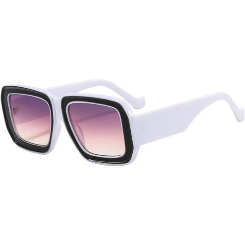 Violet Blanc Lunettes De Soleil Carrées Uniques Pour Hommes, Mode C... on Productcaster.