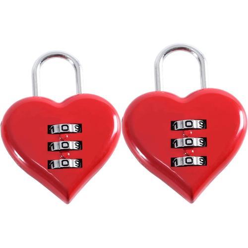 ENLACE Lot de 2 cadenas en forme de c¿ur avec code numérique - Roug... on Productcaster.