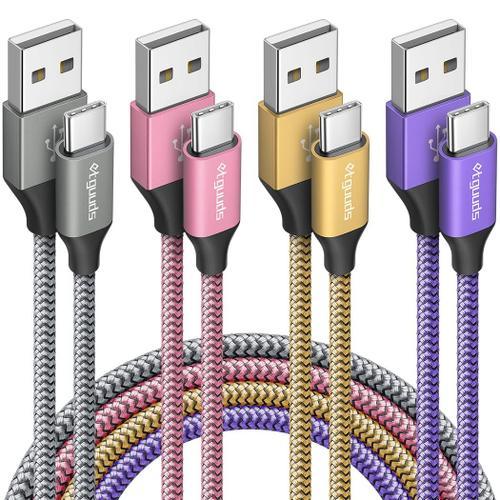 Gris/ Rose/ Doré/ Violet Cable USB C 1m Lot de 4, Cable USB C Charg... on Productcaster.