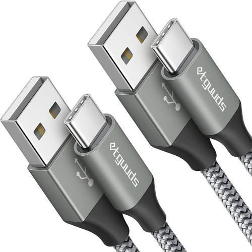 Gris Cable USB C 1m Lot de 2, Cable USB C Charge Rapide Nylon Charg... on Productcaster.