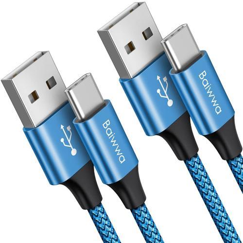 Bleu Cable USB C 1.5m, Lot de 2, Cable USB A vers USB C Charge Rapi... on Productcaster.