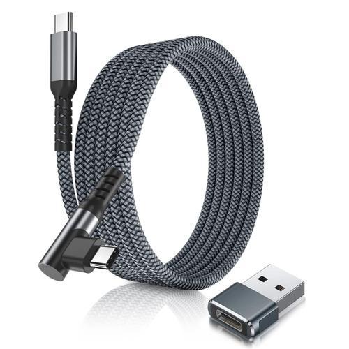 Grey Cable USB C vers USB C 100W à Angle Droit avec Adaptateur USB ... on Productcaster.