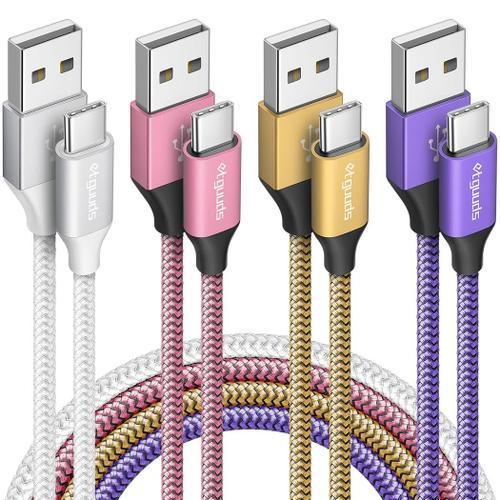 Blanc/ Rose/ Doré/ Violet Cable USB C 1m Lot de 4, Cable USB C Char... on Productcaster.