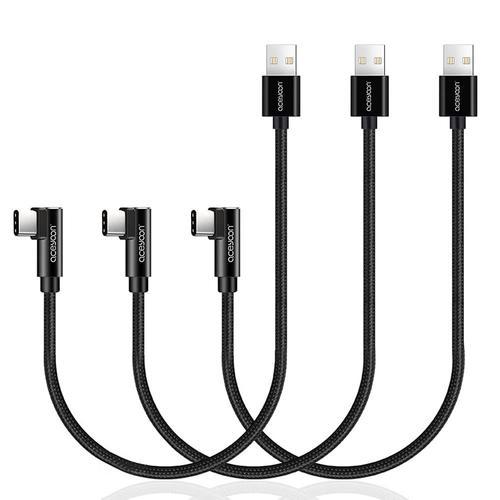 50cm Lot de 3 Cable USB C Coudé 0.5M Cable USB C Charge Rapide et S... on Productcaster.