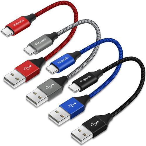 Gris/ Rouge/ Bleu/ Noir Cable USB C Court 30cm Lot de 4, Cable USB ... on Productcaster.