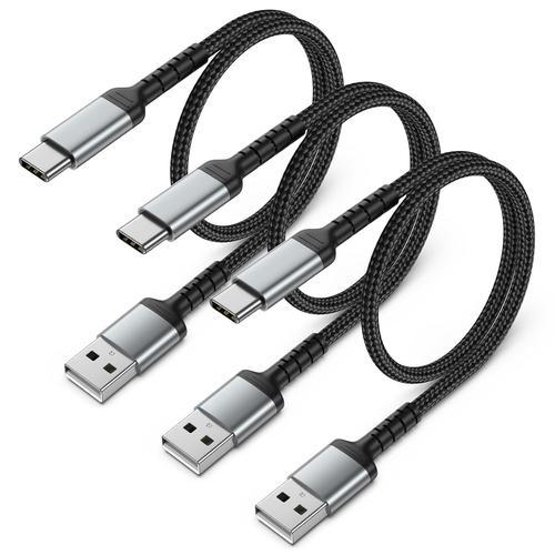 Noir Cable USB C Court 50CM, Lot de 3, Nylon Cable USB A vers USB T... on Productcaster.