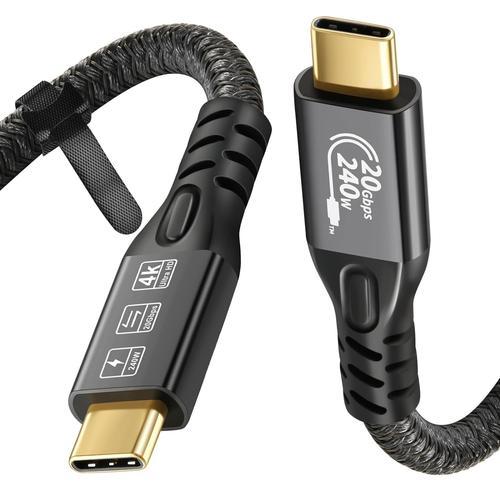 black Cable USB C 3.2 Gen 2 20Gbps, Type C 4K@60Hz UHD Video 5A/240... on Productcaster.