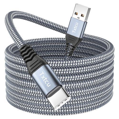 Grey Cable USB C 4m, Extra long Cable USB Type C Charge Nylon Tress... on Productcaster.