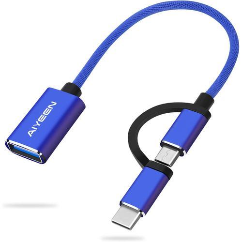 Bleu 2 en 1 Adaptateur USB C/Micro vers USB, USB C vers USB 3.0, Ca... on Productcaster.