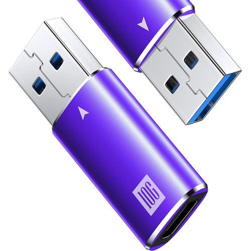 Pourpre 10Gbps Adaptateur USB C Femelle vers USB Male 2 Pack, Adapt... on Productcaster.