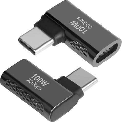 Noir 20Gbps USB C 90° Angle Adaptateur 100W USB3.2 Type C male à Fe... on Productcaster.