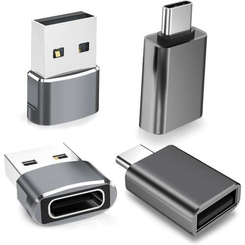 Gray Adaptateur USB C 4 Pack,Type C Femelle vers USB A Male Chargeu... on Productcaster.