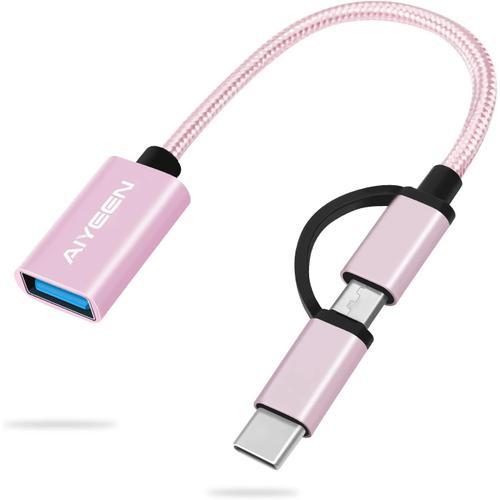 Rose Gold 2 en 1 Adaptateur USB C/Micro vers USB, USB C vers USB 3.... on Productcaster.