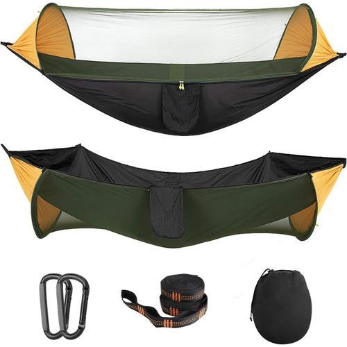 Orange & Noir Hamac De Camping Avec Filet, 2 En 1 Hamac Suspendu Gr... on Productcaster.