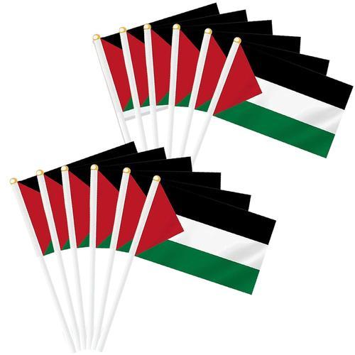 a Lot de 12 drapeaux palestiniens à main - 75D à agiter avec mat - ... on Productcaster.