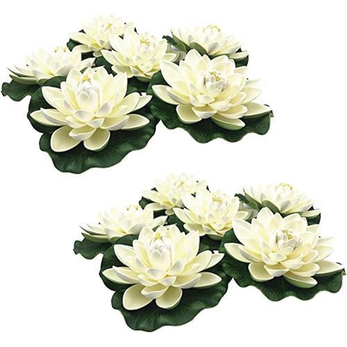 Ivoire Blanc & Vert 12Pcs Fleurs Flottantes Artificielles de Lotus ... on Productcaster.