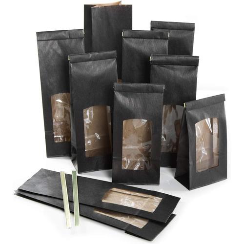 Noire Lot De 10 Sachets À Fond Bloc Noir Avec Fenêtre Et Insert En ... on Productcaster.