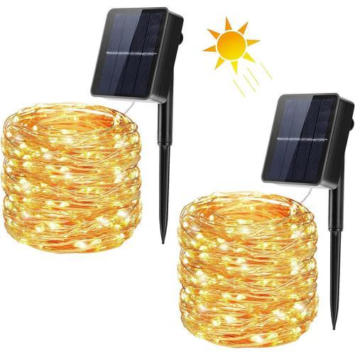 Blanche Lot De 2 Guirlande Lumineuse Solaire Extérieur 20 M 200 Led... on Productcaster.