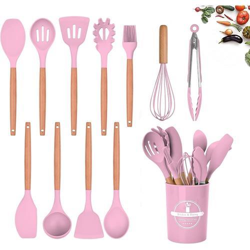 Couleur Rose Lot De 12 Ustensiles De Cuisine En Silicone Avec Poign... on Productcaster.