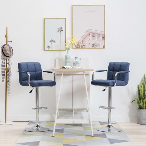 Vidaxl Chaises De Bar 2 Pcs Bleu Tissu on Productcaster.