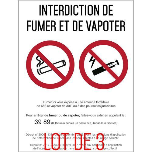 Autocollant vinyl - Interdiction interdit de fumer et vapoter - L.1... on Productcaster.