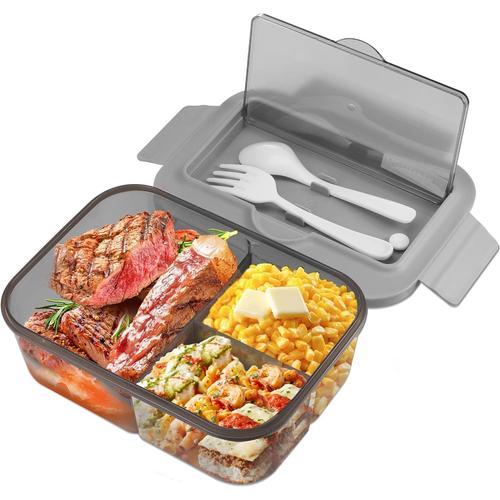 Gris Bento Lunch Box, 1400ml Lunch Box, Avec Trois Compartiments Et... on Productcaster.