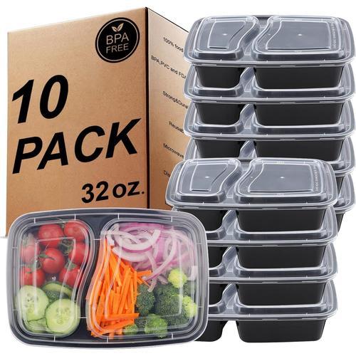 10 Pièces Meal Prep - Contenants Réutilisables Sans Bpa À 2 Compart... on Productcaster.