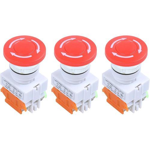 Rouge 3X AC 660V 10A Bouton-Poussoir pour L'Arret D'Urgence 1NO 1NC... on Productcaster.