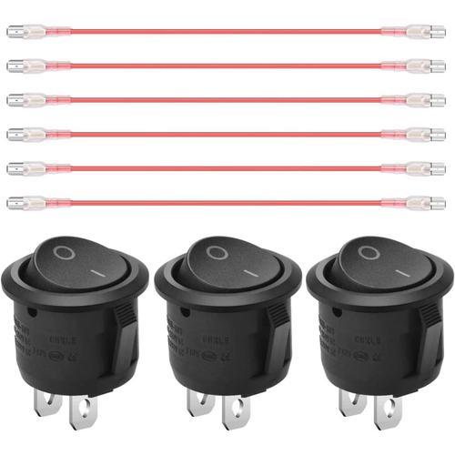 3Pcs Interrupteurs à Bascule/Bouton Poussoir, On/Off Rond, 2 positi... on Productcaster.