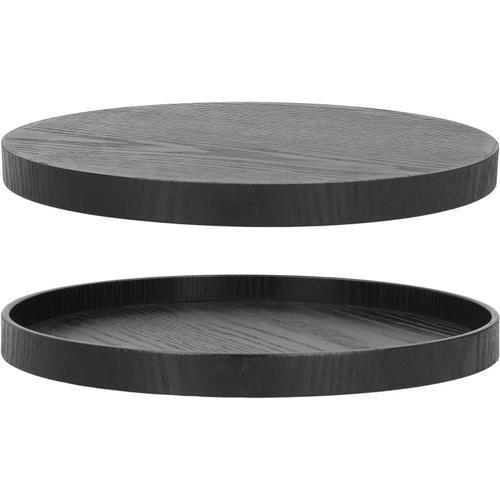 Plateau De Service Alimentaire En Bois, Rond Noir, Assiette De Serv... on Productcaster.