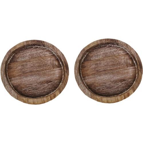 Comme Sur L'image Lot De 2 Plateaux Ronds En Bois - Plateau De Serv... on Productcaster.