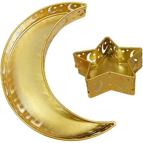 Étoile De Lune Dorée Ramadan Eid Mubarak Plateaux Plateaux, Métal D... on Productcaster.