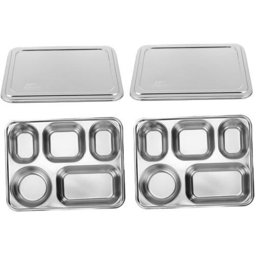 Argent 2 Ensembles Assiette De Collation Plateau Alimentaire En Aci... on Productcaster.