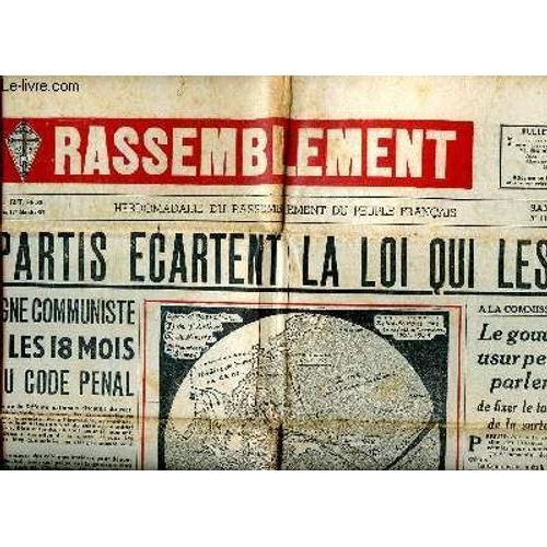 Le Rassemblement N°178 Du Samedi 30 Sept. 1950 Les Partis Écartent ... on Productcaster.