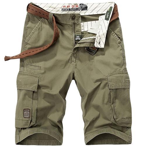 Bermuda Hommes De Cargo Uni 100% Coton Fit Grande Vêtements Masculi... on Productcaster.