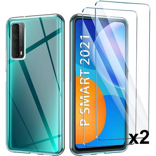 Coque P Smart 2021 Huawei + 2x Vitre Housse Silicone Transparent Ve... on Productcaster.