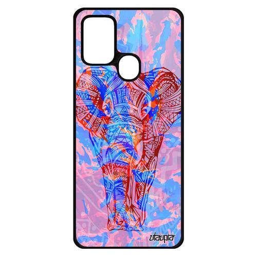 Coque Silicone Samsung A21s Elephant Azteque Pachyderme Dessin Mult... on Productcaster.