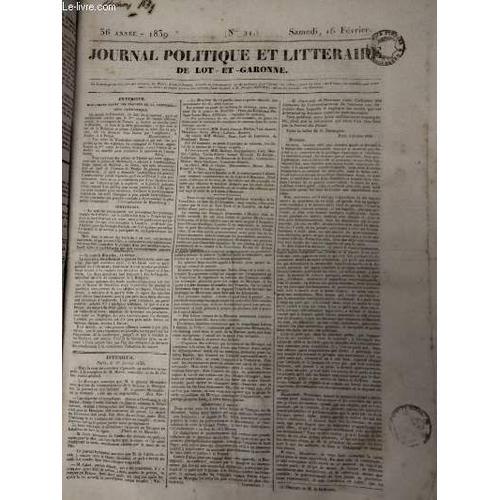 Journal Politique Et Littéraire De Lot-Et-Garonne, 36e Année, 1839 ... on Productcaster.