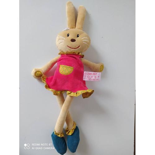 Doudou Lapin Marron Jambes Robe Rose Moutarde À Pois on Productcaster.