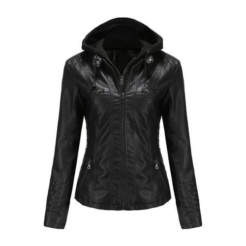 Veste Pu Cuir Femme De Marque Luxe Uni En Slim Veste Femmes À Capuc... on Productcaster.