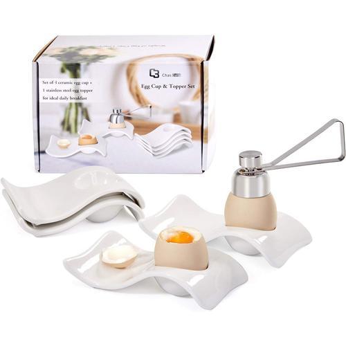 4 Pack 4 Pack Coquetier Oeuf, Coquetier Ceramique 4 + 1 Coupe Oeuf ... on Productcaster.