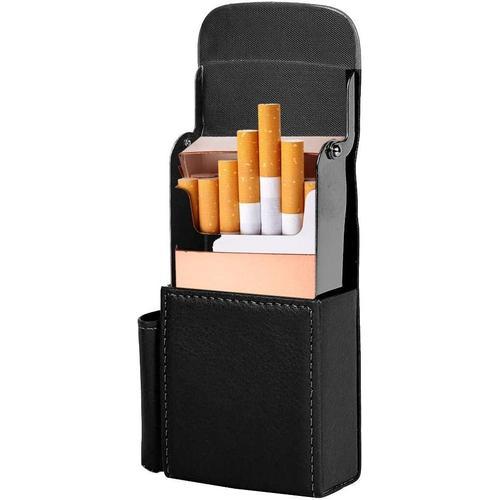 le noir étui à Cigarettes en Cuir avec Porte-briquet, étui Organisa... on Productcaster.