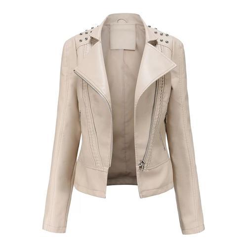 Veste Pu Cuir Femmes Uni En Revers Moto Fit Grande Vêtements Xhn81 on Productcaster.