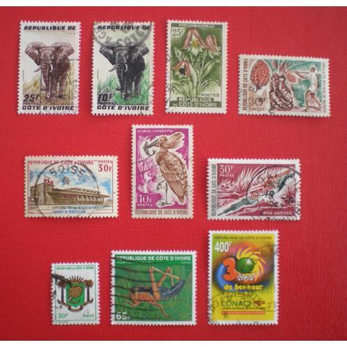 Lot De 10 Timbres Oblitérés - Côte D'ivoire on Productcaster.