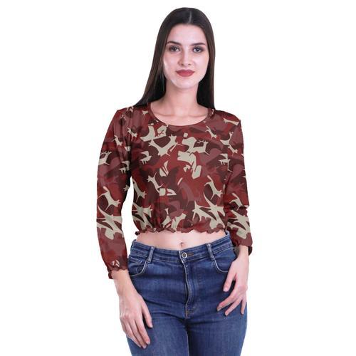 Moomaya T Shirt Estiva Da Donna A Manica Lunga Crop Crop Orlo Elast... on Productcaster.