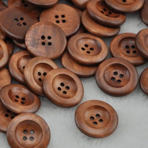 Boutons Ronds En Bois, Café Foncé, 4 Trous, Bouton Patchwork, 30mm ... on Productcaster.