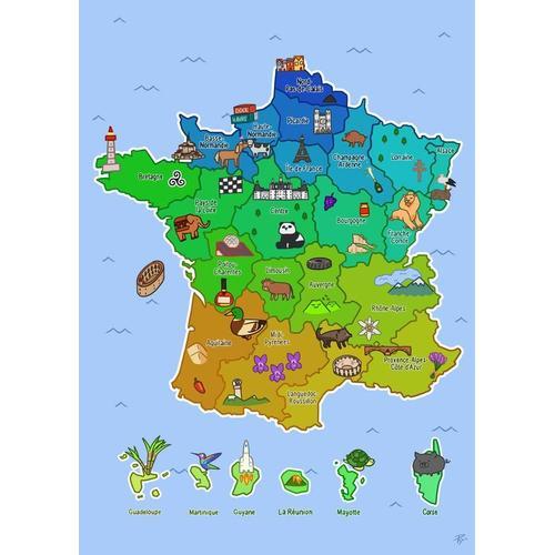 Canevas imprimer Carte française=1428 Impression sur toile DIY inst... on Productcaster.