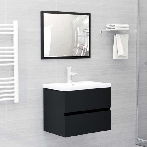 Vidaxl Ensemble De Meubles Salle De Bain 2 Pcs Noir Bois D'ingénierie on Productcaster.